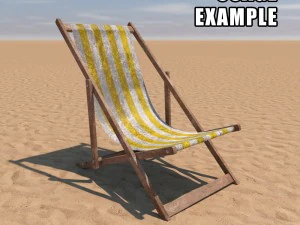 deck chair - yellow - weathered 3D Model