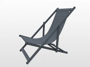 deck chair - yellow - weathered 3D Model