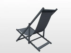 deck chair - yellow - weathered 3D Model