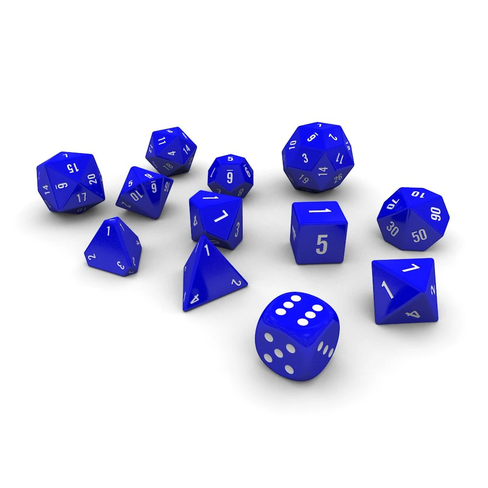 polyhedral dice set - blue 3D Model .c4d .max .obj .3ds .fbx .stl .blend 