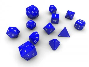 polyhedral dice set - blue 3D Model