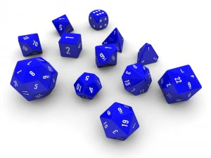 polyhedral dice set - blue 3D Model
