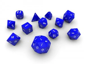 polyhedral dice set - blue 3D Model