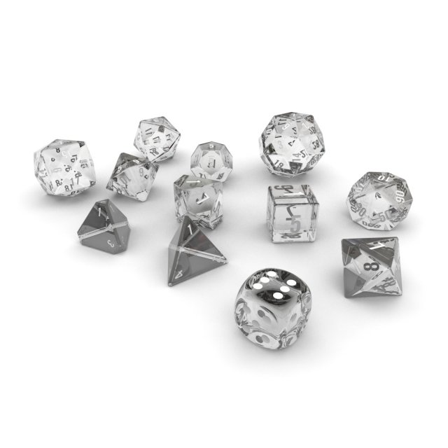 polyhedral dice set - glass Model 3D .c4d .max .obj .3ds .fbx .stl .blend 