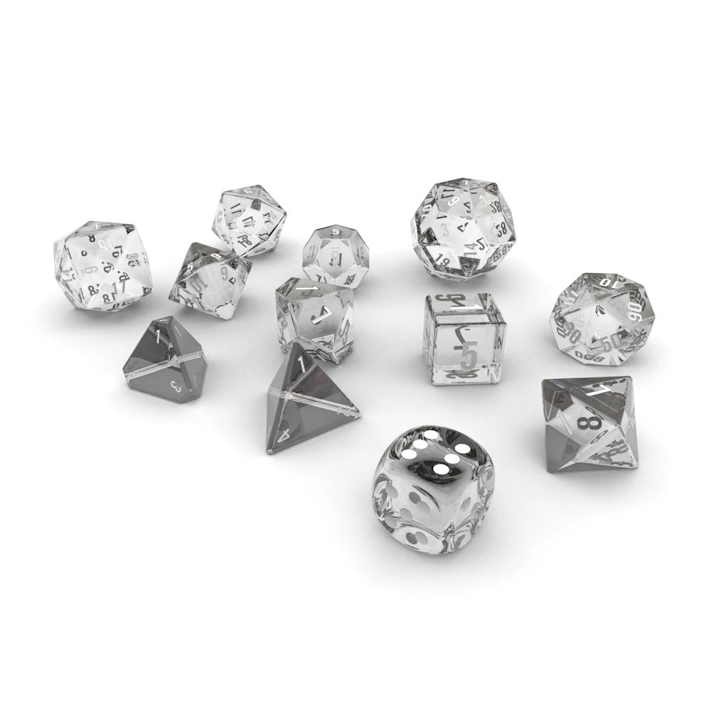 polyhedral dice set - glass 3D Model .c4d .max .obj .3ds .fbx .stl .blend 