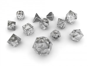 polyhedral dice set - glass Model 3D