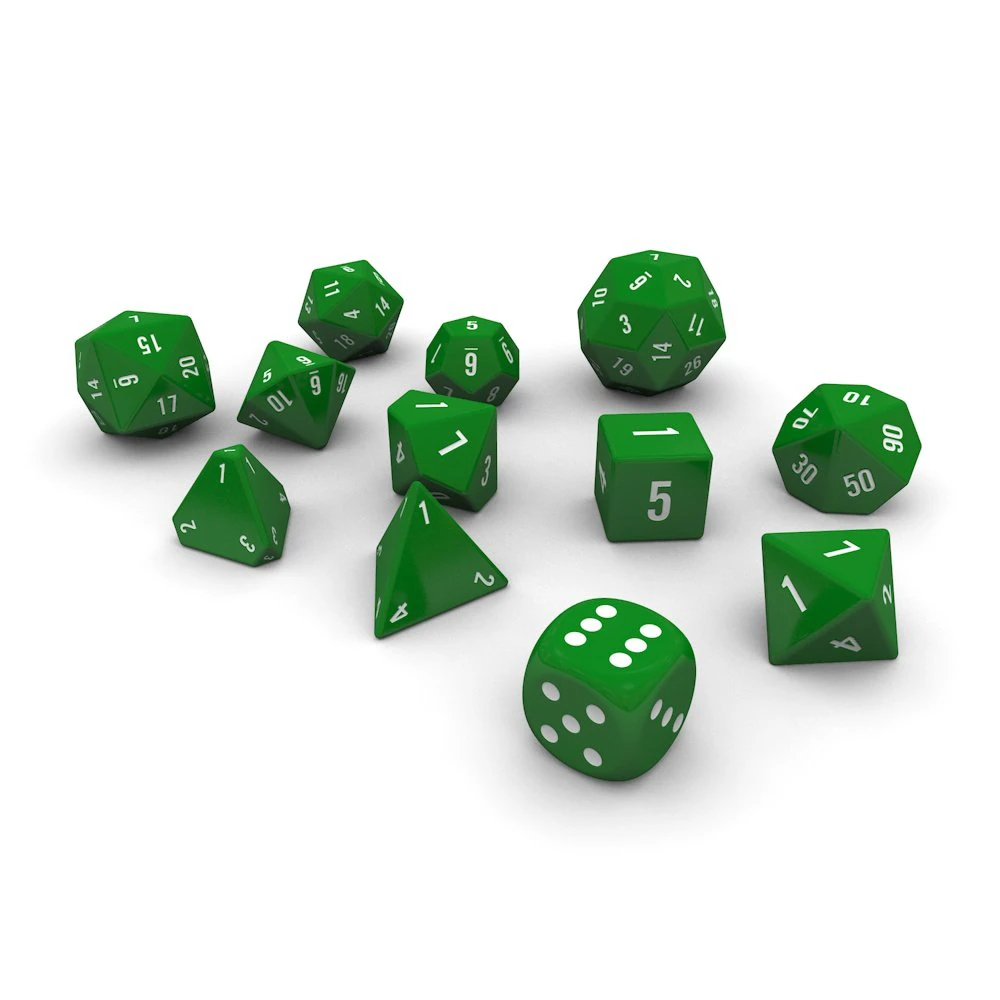polyhedral dice set - green 3D Model .c4d .max .obj .3ds .fbx .stl .blend 