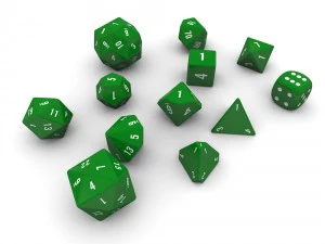 polyhedral dice set - green 3D Model