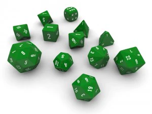 polyhedral dice set - green 3D Model