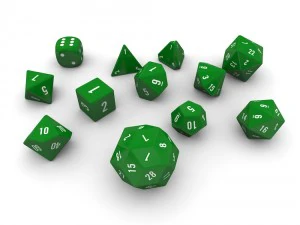 polyhedral dice set - green 3D Model