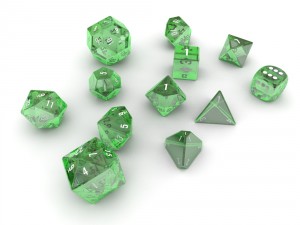 polyhedral dice set - green glass 3D Model