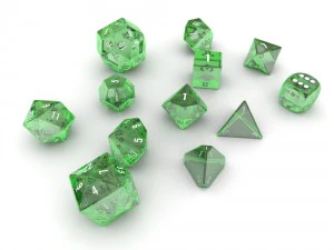 polyhedral dice set - green glass 3D Model