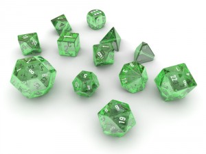 polyhedral dice set - green glass 3D Model