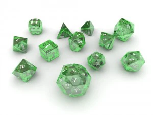 polyhedral dice set - green glass 3D Model
