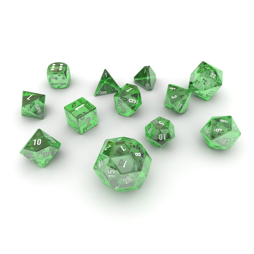 Polyhedral Dice Set - Green Glass 3D Model in Board Games ...