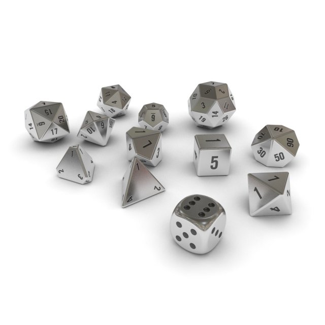 polyhedral dice set - metallic Modello 3D .c4d .max .obj .3ds .fbx .stl .blend 