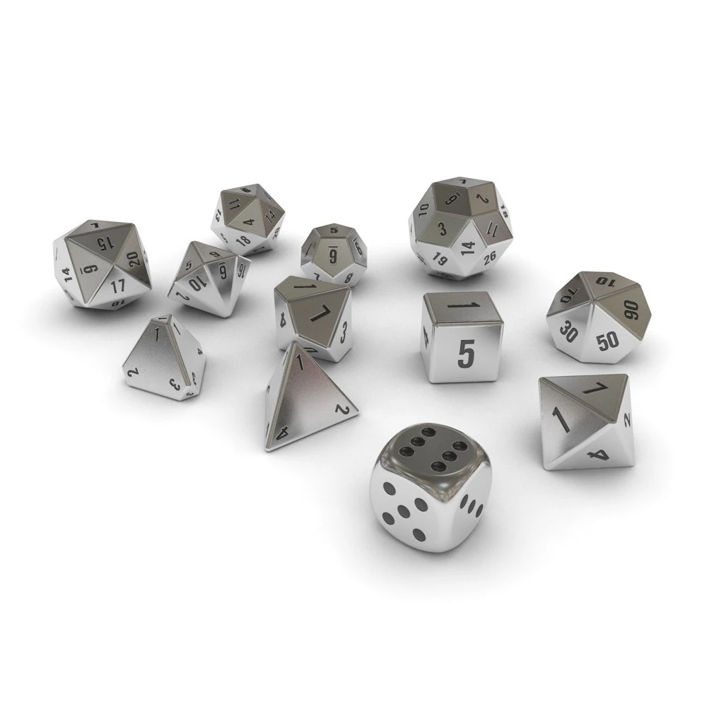 polyhedral dice set - metallic 3D Model .c4d .max .obj .3ds .fbx .stl .blend