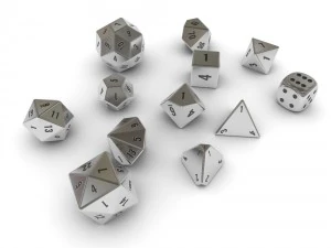 polyhedral dice set - metallic 3D Model
