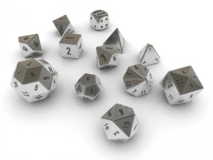 polyhedral dice set - metallic 3D Model