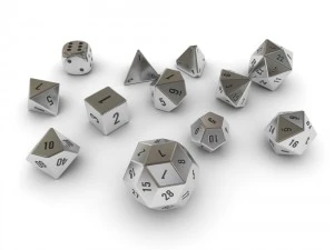 polyhedral dice set - metallic 3D Model