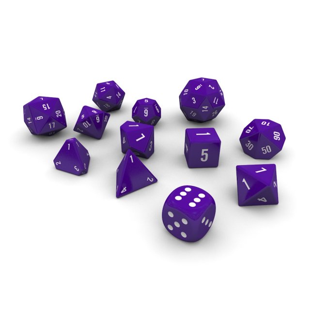 polyhedral dice set - purple Model 3D .c4d .max .obj .3ds .fbx .stl .blend 