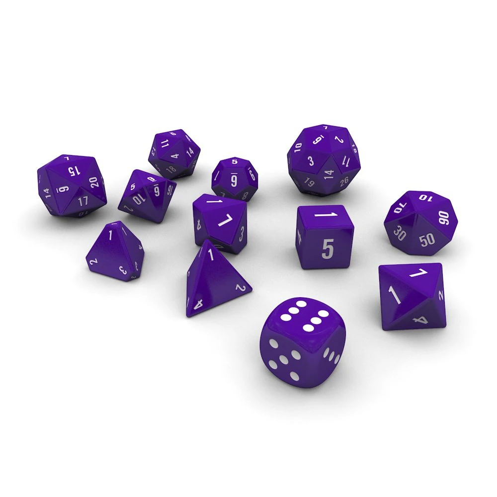 polyhedral dice set - purple 3D Model .c4d .max .obj .3ds .fbx .stl .blend