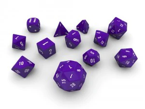 polyhedral dice set - purple 3D Model