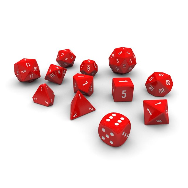 polyhedral dice set - red 3D मॉडल .c4d .max .obj .3ds .fbx .stl .blend 