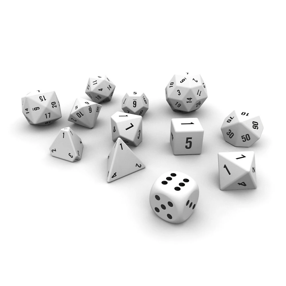 polyhedral dice set - white 3D Model .c4d .max .obj .3ds .fbx .stl .blend 