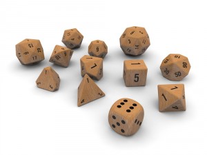 polyhedral dice set - wood 3D मॉडल