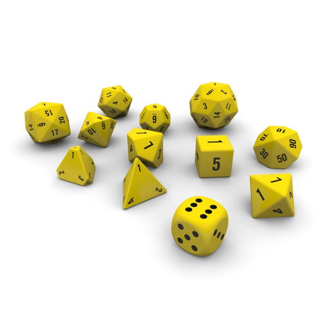 polyhedral dice set - yellow Modèle 3D .c4d .max .obj .3ds .fbx .stl .blend 