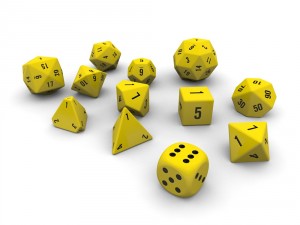 polyhedral dice set - yellow Modèle 3D