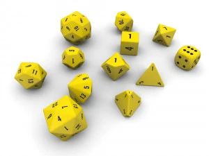 polyhedral dice set - yellow 3D Model
