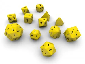 polyhedral dice set - yellow 3D Model