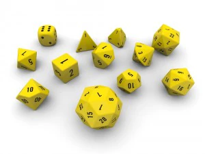 polyhedral dice set - yellow 3D Model