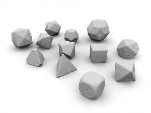 polyhedral dice set - yellow 3D Model