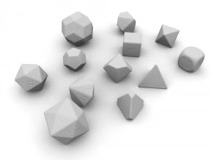 polyhedral dice set - yellow 3D Model