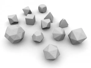 polyhedral dice set - yellow 3D Model