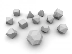 polyhedral dice set - yellow 3D Model
