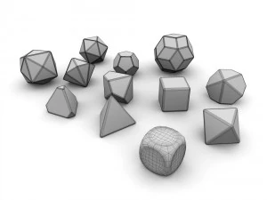 polyhedral dice set - yellow 3D Model