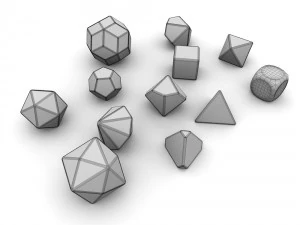 polyhedral dice set - yellow 3D Model