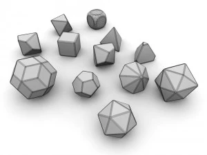 polyhedral dice set - yellow 3D Model