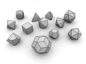 polyhedral dice set - yellow 3D Model
