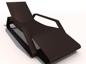 sun lounger - rattan 3D Model