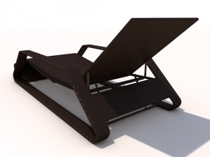 sun lounger - rattan 3D Model