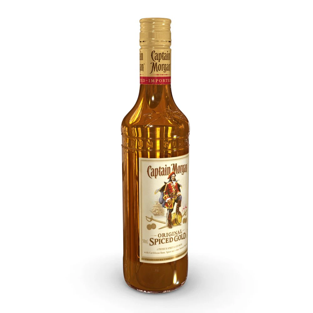 captain morgan 50cl bottle 3D Model .c4d .max .obj .3ds .fbx .stl .blend