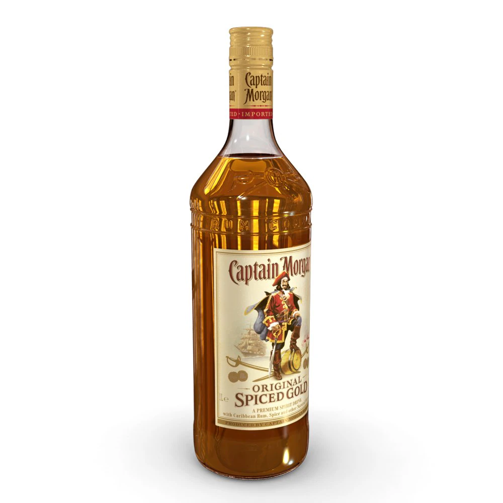 captain morgan 1l bottle 3D Model .c4d .max .obj .3ds .fbx .stl .blend 
