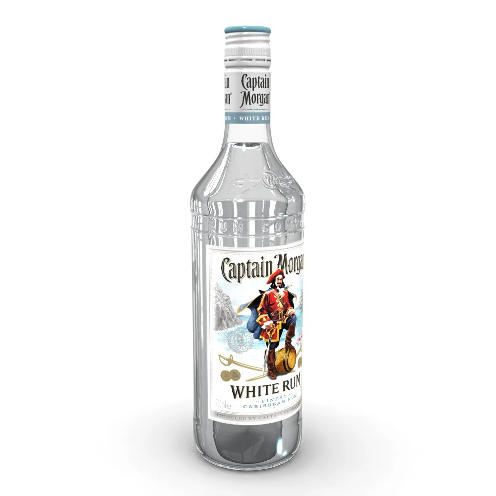 captain morgan white 70cl bottle 3D Model .c4d .max .obj .3ds .fbx .stl .blend