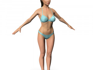 Female brunette no rig Modello 3D