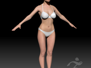 Female brunette no rig Modello 3D